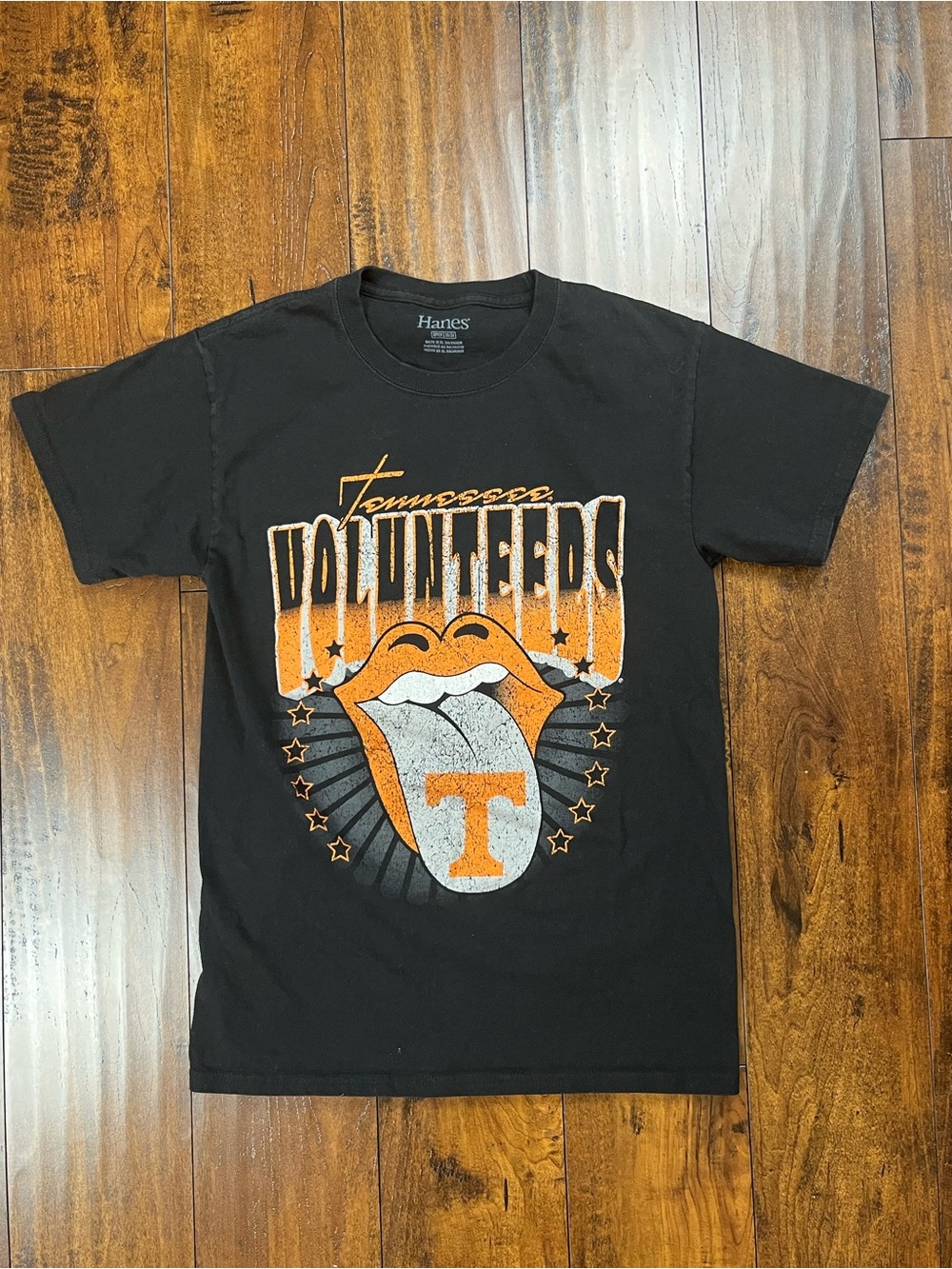Tennessee Volunteers Black Graphic Print Mouth T-Shirt Men's Size Small.